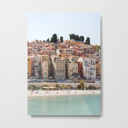 Colorful Village Of Menton, France Photo | Houses of Europe Beach Art Print | Summer Travel Photography Metal Print | Photo, Village, Vacation, Color, Wanderlust, City, Blue, Menton, Boulevard, Water 