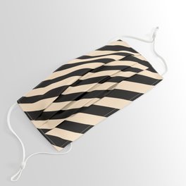 [ Thumbnail: Black & Bisque Colored Pattern of Stripes Face Mask ]