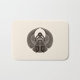 Scarab Amulet Ancient Egypt | Fine Art pencil drawing | Black White Sand Beige insect Bath Mat | Drawing, Amulet, Beetle, Scarab, Pencil, Egypt, Ancient 