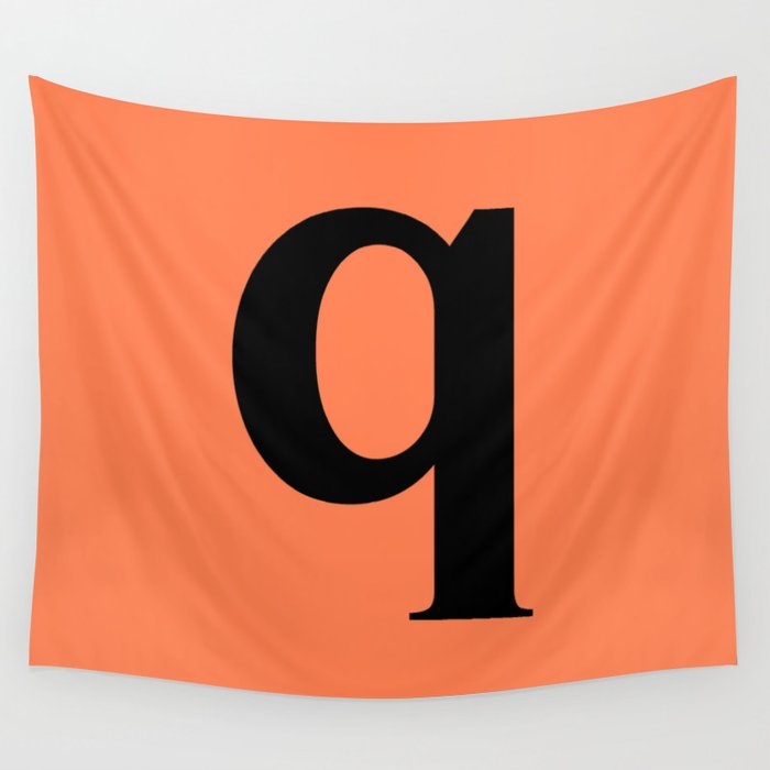 q (BLACK & CORAL LETTERS) Wall Tapestry