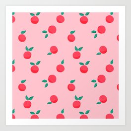 Summer Pink Peaches Pattern Art Print