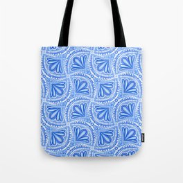 Textured Fan Tessellations in Periwinkle Blue and White Tote Bag