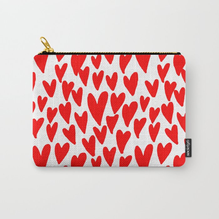 Hearts red and white love valentines day heart pattern minimal Carry-All Pouch