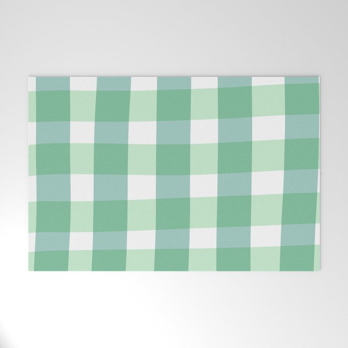 Green Gingham  Welcome Mat