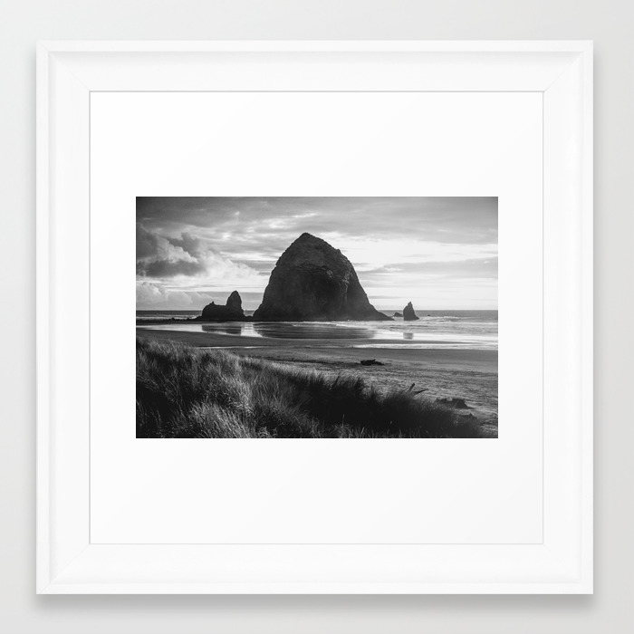 Cannon Beach Sunset Black And White Nature Photography Framed Art Print By Cascadia Society6