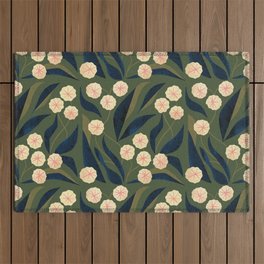 Green Floral Outdoor Rug