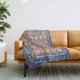 Oriental Traditional Moroccan Handmade Fabric Style Artwork  Throw Blanket