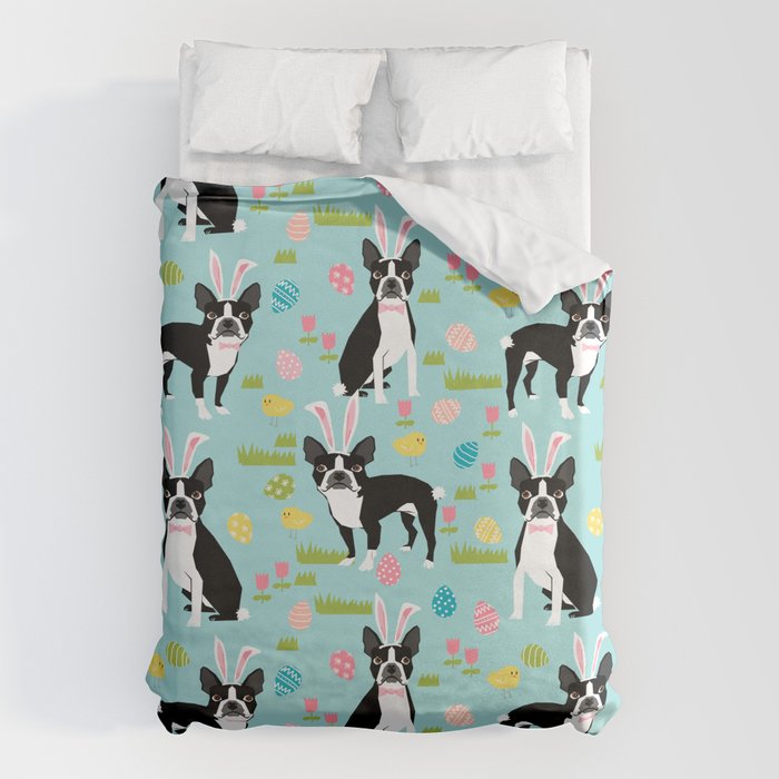 Boston Terrier dog breed easter eggs bunny costume spring dog art