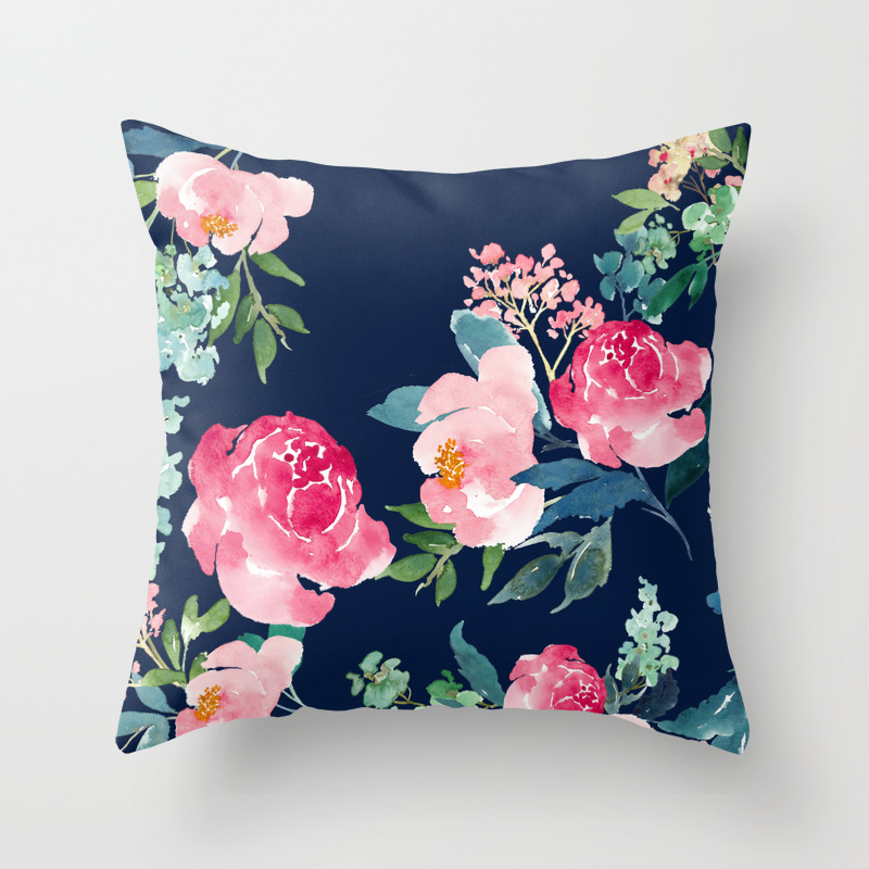 pink and navy pillows