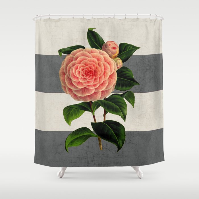 botanical stripes - camellia Shower Curtain