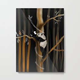 Panda Climbing Tree Metal Print
