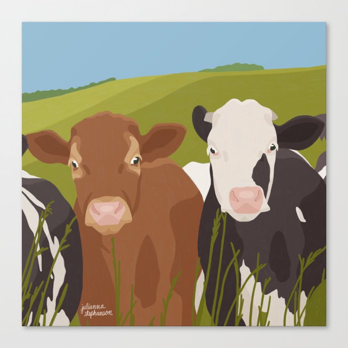Cows in Field Canvas Print