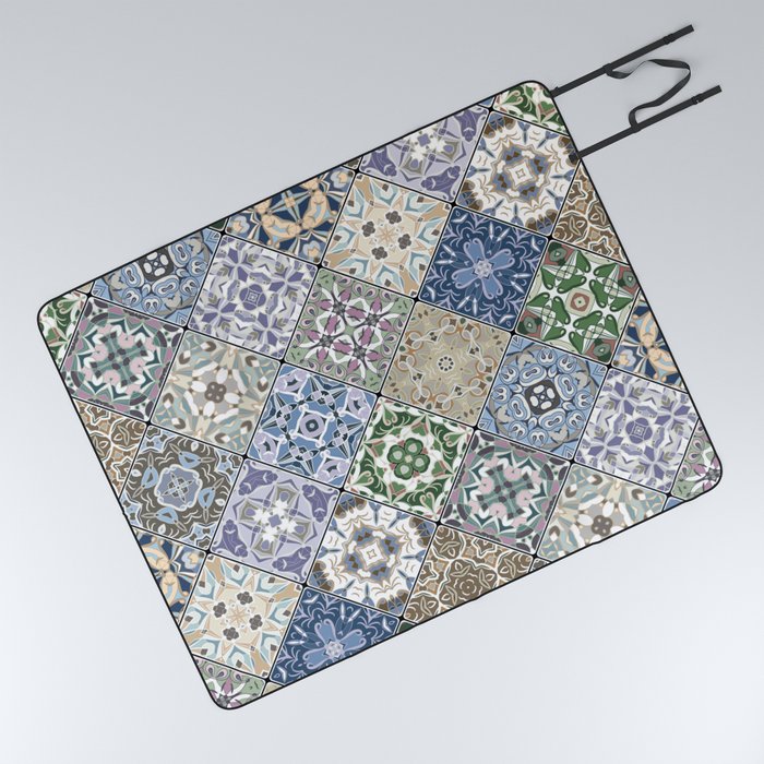 Mediterranean Decorative Tile Print VII Picnic Blanket