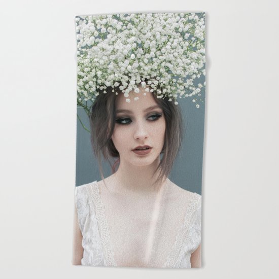 Floral portrait Beach Towel
