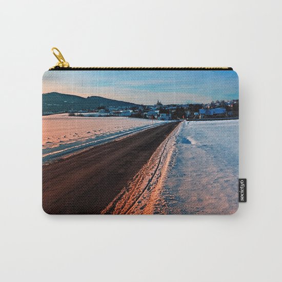 Winter road at sundown Carry-All Pouch
