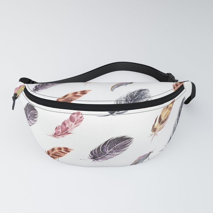 Watercolor cozy feather pattern in boho style Fanny Pack