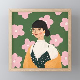 Floral Winter - Greeen Framed Mini Art Print
