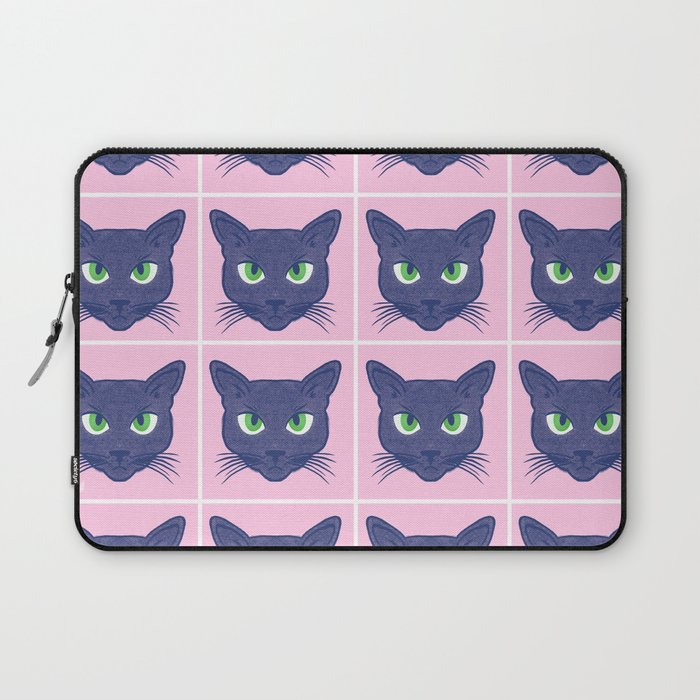 Retro Modern Periwinkle Cats Pink Laptop Sleeve