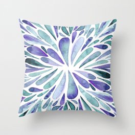 Symmetrical drops - purple and turquoise Throw Pillow