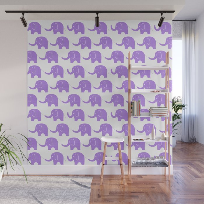 Purple Elephant Parade Wall Mural