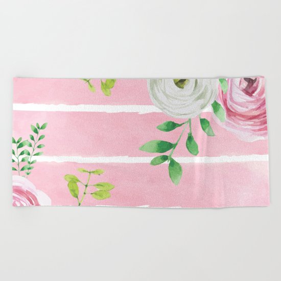 FLOWERS WATERCOLOR 4 Beach Towel