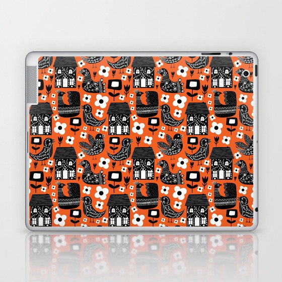 Maximalism Folk art Orange Laptop & iPad Skin