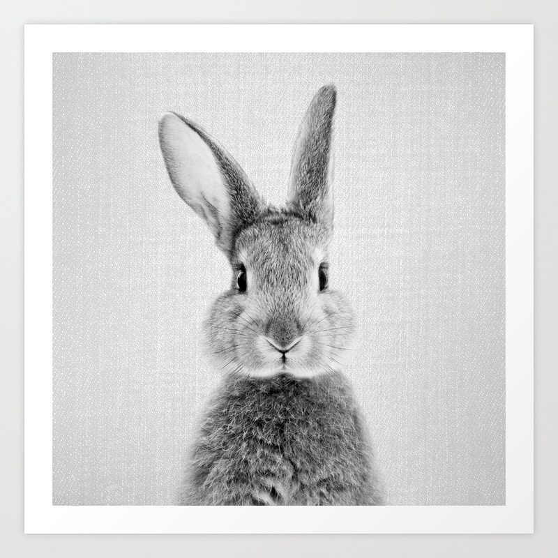 Rabbit Black White Art Print By Galdesign Society6