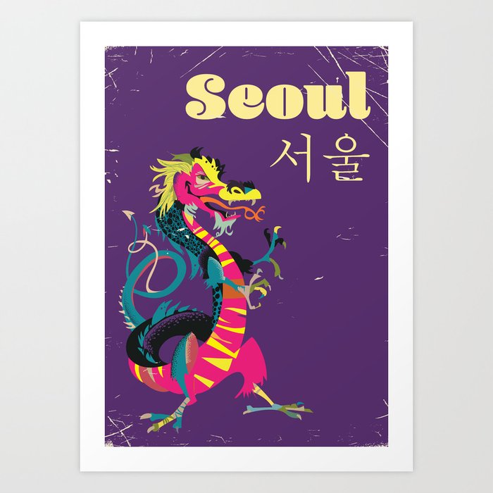 Seoul South Korean travel poster. Art Print by Nicks Emporium | Society6