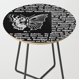 Old Antique Butterfly German Nature Illustration Reverse Negative Black and White Side Table