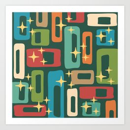 Retro Mid Century Modern Abstract Pattern 291 Art Print