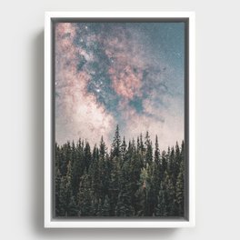 Milky Way Stars Forest Framed Canvas