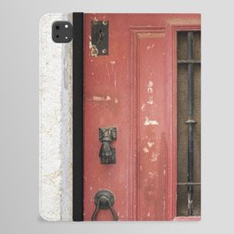 The red door nr 76 Art print - Alfama, Lisbon summer street and travel photography iPad Folio Case