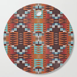 Red Brown Turquoise Orange Native American Indian Mosaic Pattern Cutting Board