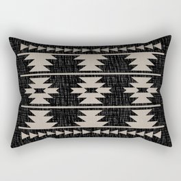 Southwestern Pattern 129 Black and Linen Rectangular Pillow