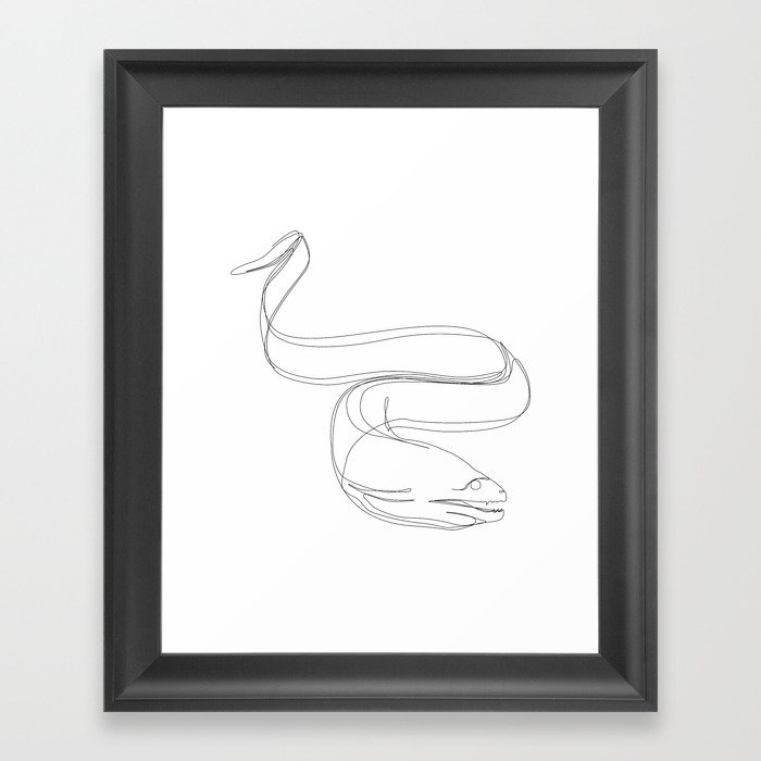 Moray Eel One Line Art Framed Art Print