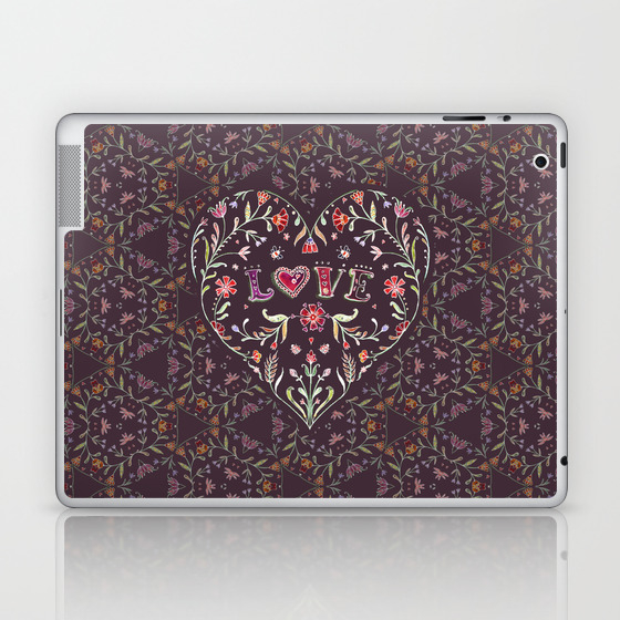 Bordo Flowers Loveheart Laptop Ipad Skin By Annagur Society6