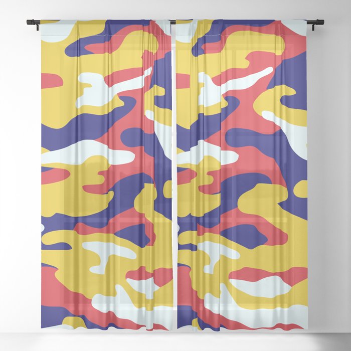 Camouflage Pattern 4 colours(Navy,Red,Yellow) Sheer Curtain