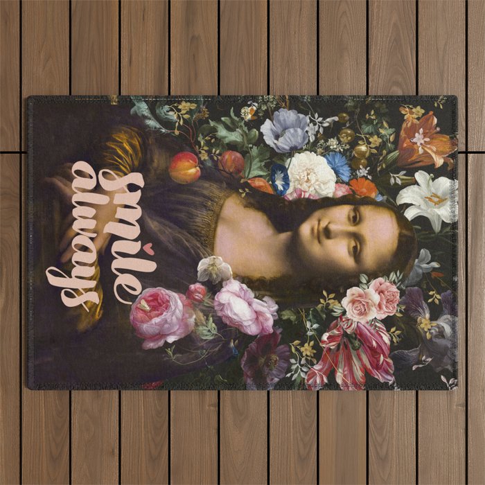 Smile Always, Mona Lisa Outdoor Rug