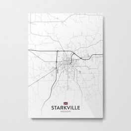 Starkville, Mississippi, United States - Light City Map Metal Print