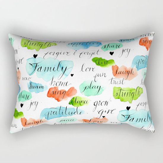Family - Watercolor Rectangular Pillow