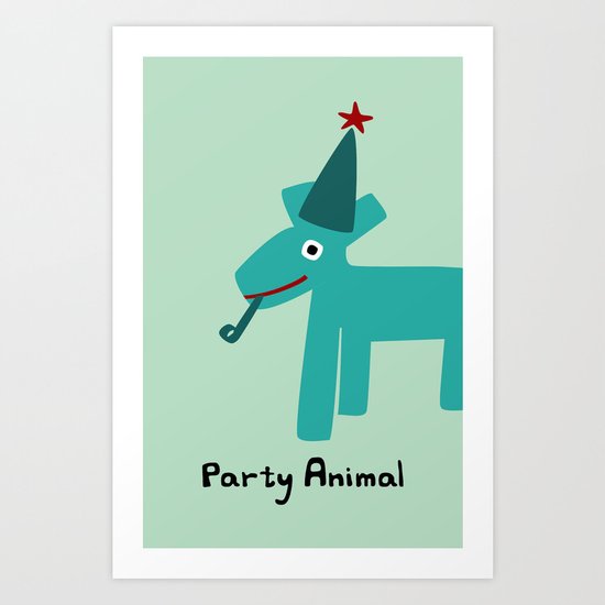 Party Animal-Teal Art Print
