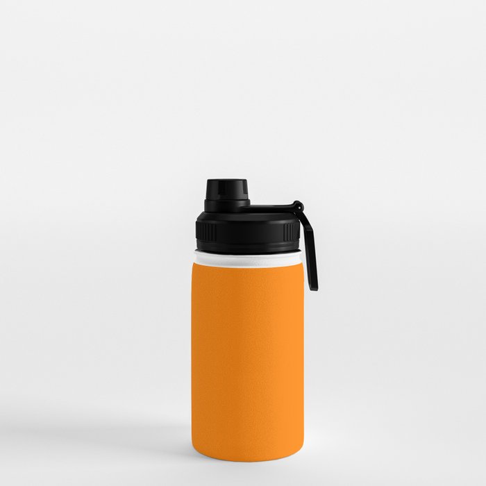 Orange and Black Plaid Stainless Steel Water Bottle with Straw