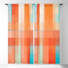 Orange Turquoise Summer Abstract Design Blackout Curtain