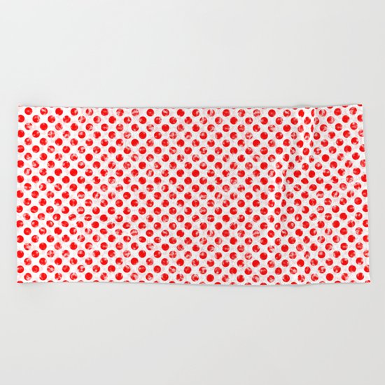 Polka Dot Red and Pink Blotchy Pattern Beach Towel