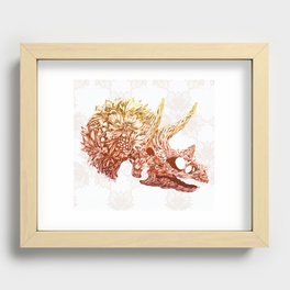 dinosaur flowers skull Recessed Framed Print