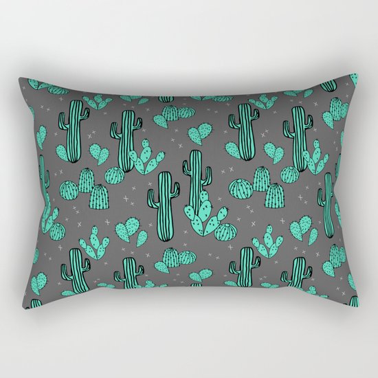 Prickly Pear - Charcoal by Andrea Lauren Rectangular Pillow
