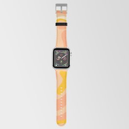 Retro Liquid Swirl Abstract Pattern in Warm Mustard Yellow and Peach Blush Tones Apple Watch Band
