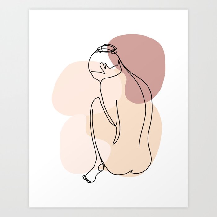 Line Art Nude Woman I Art Print