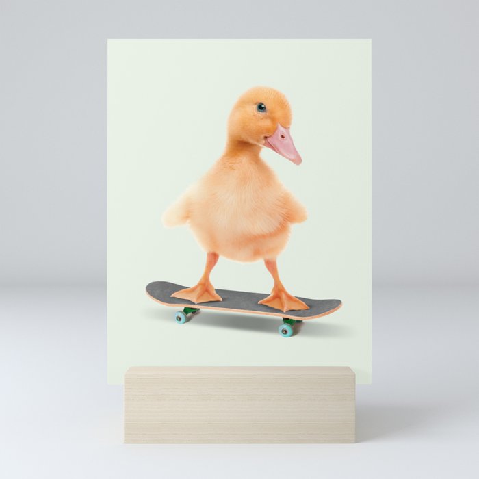 Skateboarding Duck Mini Art Print