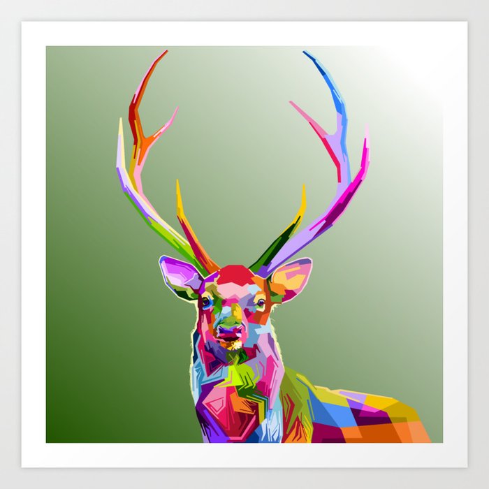 Colorful Decoration Of Deer Art Print By Sul97 Society6